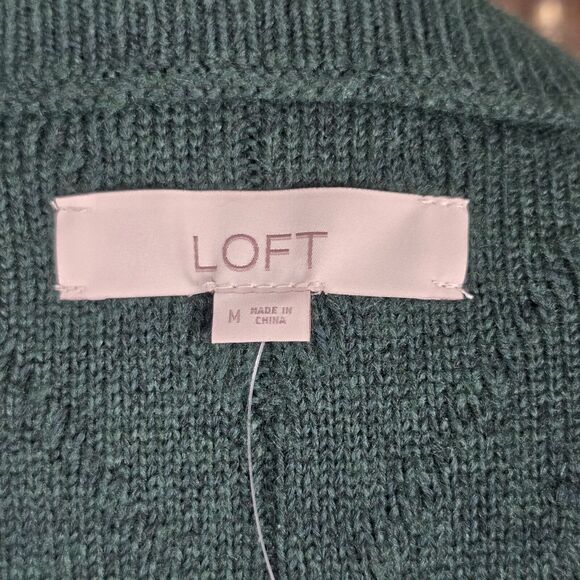 NEW LOFT Dark Green Cable Knit Sweater Size M Holiday Christmas - Picture 5 of 6